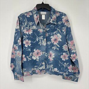 Alfred Dunner Shenandoah Valley Long Sleeve Distressed Floral Jacket PXL NWT